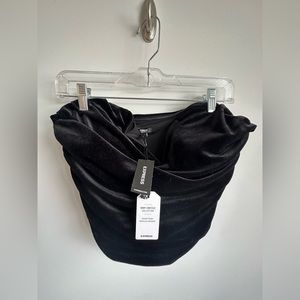 Express Black Velvet Bustier Body Contour Top - Size L NWT